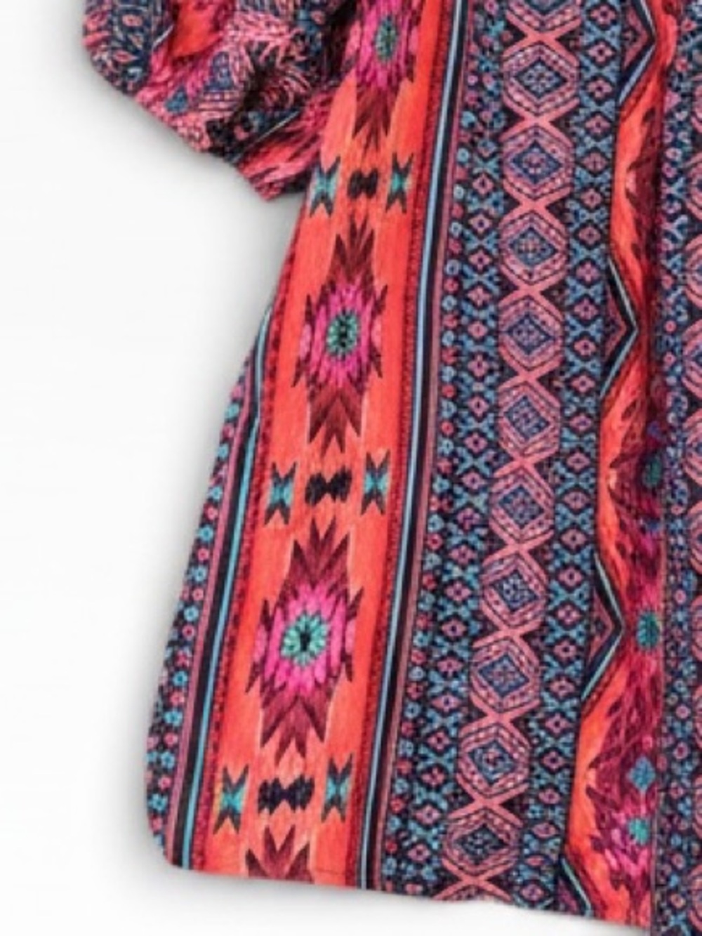 Savanna Jane Boho Chic Embroidered Puff Sleeve V-Neck Top Size Large - Picture 8 of 10